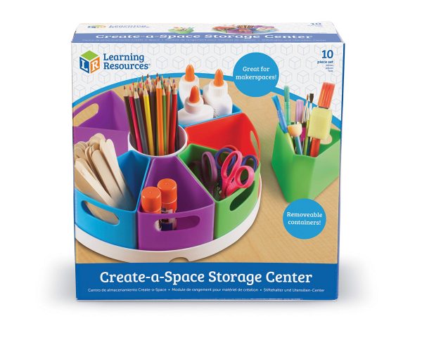 Learning Resources Create a Space Storage Center - Toy Desk Organizer, Classroom Workspace Must Haves, Homeschool Organization, Arts & Crafts, Rotating Caddy, Office & Teacher Supplies