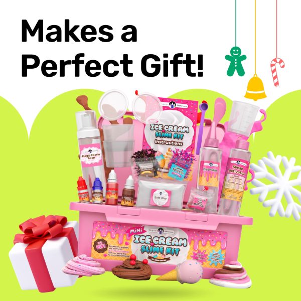 Original Stationery Mini Ice Cream Slime Kit for Girls Ages 7-12 - Small Multicolor Ice Cream Slime Maker Kit with Sprinkles (Strawberry Scented)