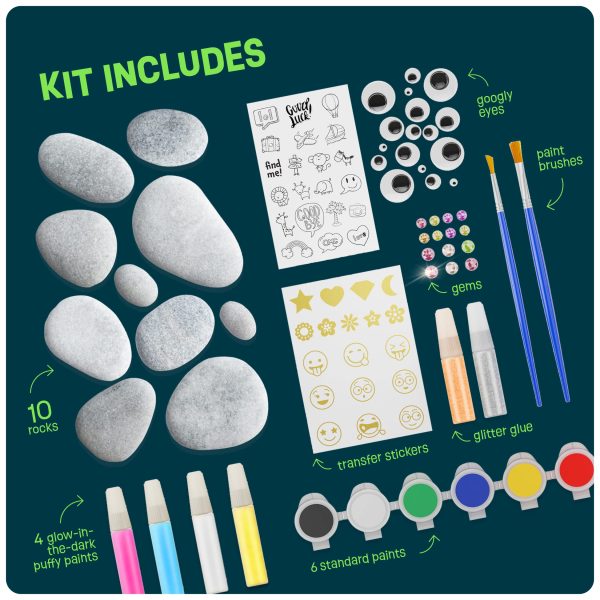 Dan&Darci Kids Rock Painting Kit - Glow in The Dark - Arts & Crafts Gifts for Boys and Girls Ages 6-12 - Craft Activities Kits - Creative Art Toys for 6, 7, 8, 9, 10, 11 & 12 Year Old Kid