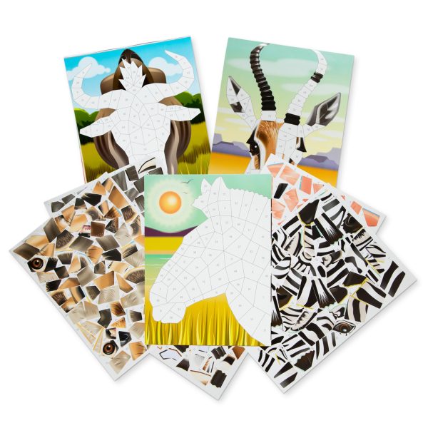 Melissa & Doug Mosaic Sticker Pad Safari Animals (12 Color Scenes to Complete with 850+ Stickers)