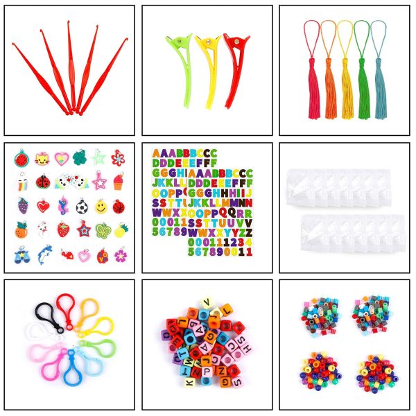INSCRAFT Rubber Band Refill Kit, Over 11000 Rubber Bands, 28 Colors with Container, 600 Clips, 200 Beads, 52 ABC Beads, Premium Bracelet Making Refill Kit for Girls Kids