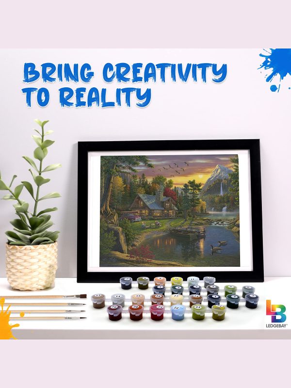 Ledgebay Paint by Numbers Kit for Adults: Beginner to Advanced Number Painting Kit - Fun DIY Arts & Crafts | Color by Numbers for Adults - Kits Include - (Mountain Paradise 16" x 20" Unframed)