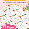 TECJOE Paint with Water Coloring Books for Toddlers, A to Z 26 Pages Animal Watercolor Paint Set with 3 Brushes, Mess Free Painting Activity for Kids Ages 4 5 6 7 8, Christmas Gifts Arts & Crafts Toy
