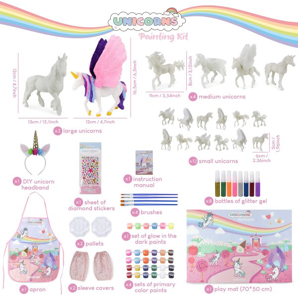 BONNYCO Unicorns Gifts for Girls Painting Kit with 18 Figurines Painting for Kids with Glow in The Dark | Girl Toys 3 4 5 6 7 8 9 10 Years Crafts Kids Gifts Birthday Christmas | Unicorn Toys Niñas
