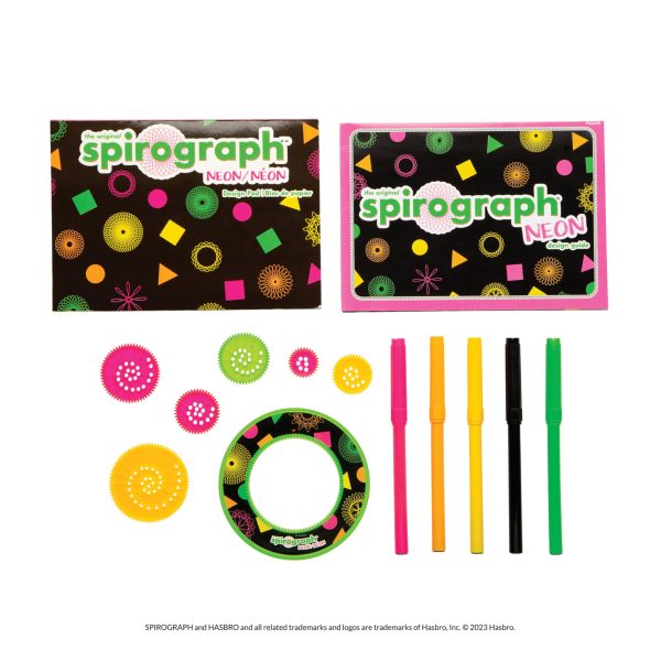 Spirograph Neon Drawing Set – Drawing Kit, Arts and Crafts, Kids Toys, Art Supplies, Spiral Art, Kids Drawing Kit, Neon Markers, Design Sheet Included, Screen-Free Kids Activities, Ages 8+