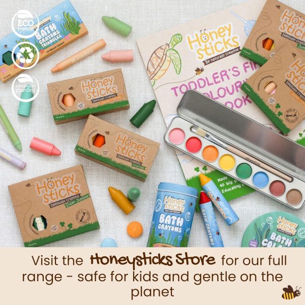 Honeysticks 100% Pure Beeswax Crayons (12 Pack) - Non Toxic Crayons, Safe for Babies and Toddlers, for 1 Year Plus, Handmade in New Zealand with Natural Beeswax, Food-Grade Colors, Eco-Friendly