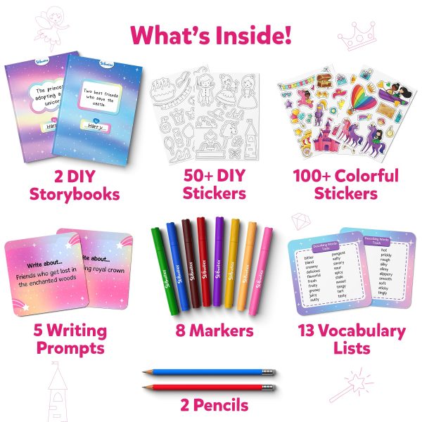 Skillmatics Storybook Art Kit - Create Fairytale Stories, DIY Craft & Writing Kit with 300+ Stickers, Scrapbooking & Journal Activity, Gifts for Kids Ages 5, 6, 7, 8, 9, 10
