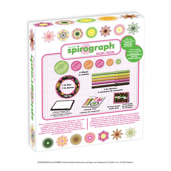 Spirograph Neon Drawing Set – Drawing Kit, Arts and Crafts, Kids Toys, Art Supplies, Spiral Art, Kids Drawing Kit, Neon Markers, Design Sheet Included, Screen-Free Kids Activities, Ages 8+