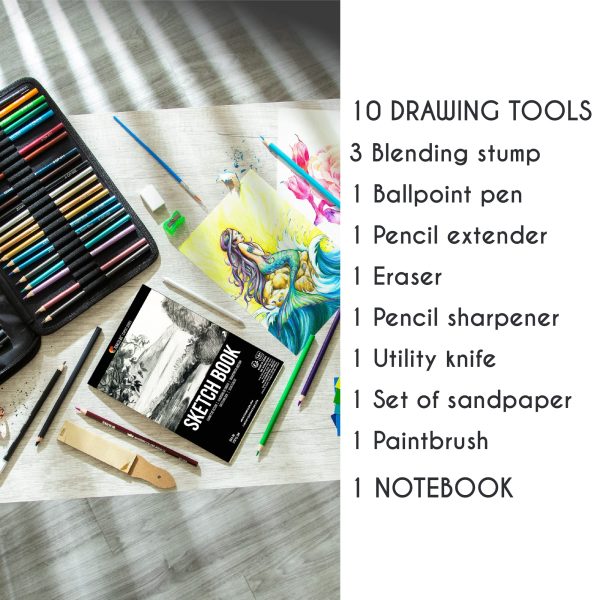Zenacolor 74 Pack Drawing Kit with Drawing Pencils - Drawing Set for Sketching, Pro Sketch Art Supplies with Sketch Book, Colored, Graphite, Charcoal, Watercolor & Metallic Pencil for Adults and Kids