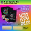PURPLE LADYBUG Rainbow Scratch Art Paper, 79 PCS Creative Drawing Paper & Stencils - Arts and Crafts for Ages 4-12, Kids Craft Activity Set for Summer, Wedding, Travel, Birthday Party Games, Camping