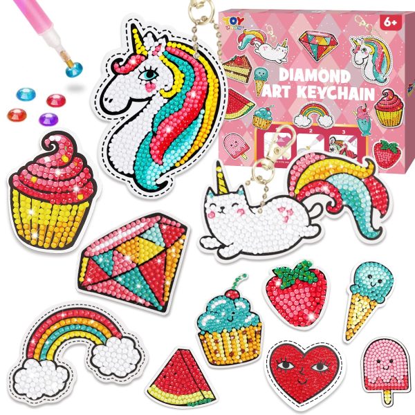 TOY Life Diamond Art Kits for Kids with Keychains, Unicorn Diamond Painting Kits for Kids, Gem Art Diamond Dots for Girls Age 8-12