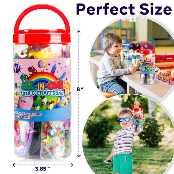 FUNZBO Arts and Crafts Supplies for Kids - Craft Kit with Glitter Glue Stick, Pipe Cleaners Pom Poms Craft & Craft Tools, DIY School Supplies Kit, Girls Toys, Birathday Gifts for Girls Boys Age 4+