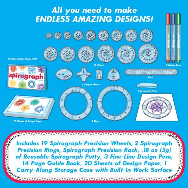 Spirograph — Deluxe Set — Spiral Art Drawing Kit — The Classic Way to Make Countless Amazing Designs — For Kids Ages 8+