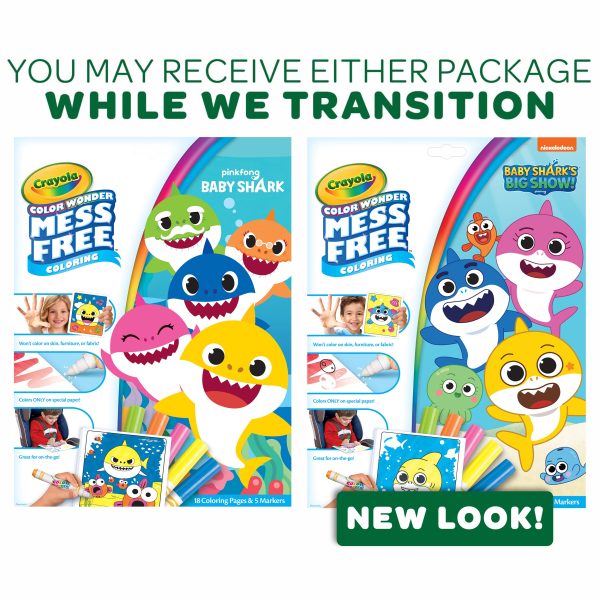 Crayola Baby Shark Color Wonder Pages, Mess Free Coloring for Toddlers, Coloring Activity, Travel Activities, Toddler Toys & Gifts, 3+