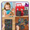 PURPLE LADYBUG Rainbow Scratch Art Paper, 79 PCS Creative Drawing Paper & Stencils - Arts and Crafts for Ages 4-12, Kids Craft Activity Set for Summer, Wedding, Travel, Birthday Party Games, Camping