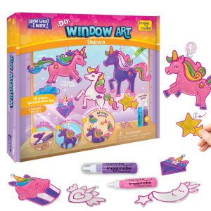 Imagimake Window Art Unicorn | Stained Glass Kit | Unicorn Girls Toys Age 6-8 | 6 Year Old Girl Birthday Gift | Art and Crafts for Girls 8-12 | DIY Suncatcher Kit for 5,6,7,8,9,10,11,12 Year Old Kids