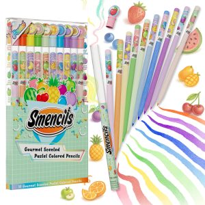 Pastel Colored Smencils - Patented Gourmet Scented Colored Pencils made from Recycled Newspapers, 10 Count, Gifts for Kids, School Supplies, Classroom Rewards