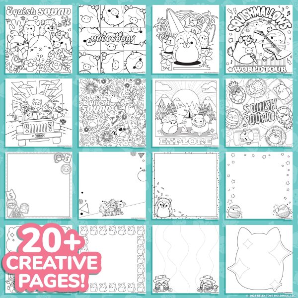 Original Squishmallows Sketchbook, Over 20 Stationery Supplies, Features Squishmallows Scrapbook Stickers, Cam The Cat Fidget Toy, Drawing Paper, Great Kids Craft, Coloring Books for Kids Ages 4-8