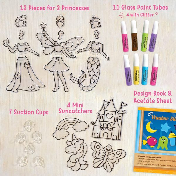 Imagimake Window Art Princess | Suncatcher Kit | Arts and Crafts for Kids Ages 8-12 | Girls Toys Age 6-8 | Unicorn Gifts for Girls Age 6-8 | 5 Year Old Girl Gift | 8 Year Old Girl Birthday Gift