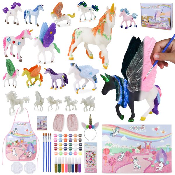 BONNYCO Unicorns Gifts for Girls Painting Kit with 18 Figurines Painting for Kids with Glow in The Dark | Girl Toys 3 4 5 6 7 8 9 10 Years Crafts Kids Gifts Birthday Christmas | Unicorn Toys Niñas