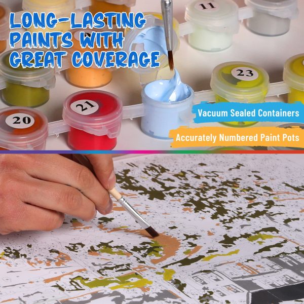 Ledgebay Paint by Numbers Kit for Adults: Beginner to Advanced Number Painting Kit - Fun DIY Arts & Crafts | Color by Numbers for Adults - Kits Include - (Mountain Paradise 16" x 20" Unframed)