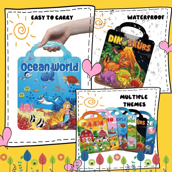 Kalysky 6Set Puffy Sticker Books for Kids 2-4, 3D Reusable Stickers Books for Toddlers 1-3,2-4,Farm+Animal+Dinosaurs+Ocean World+Space+Vehicle