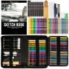 Zenacolor 74 Pack Drawing Kit with Drawing Pencils - Drawing Set for Sketching, Pro Sketch Art Supplies with Sketch Book, Colored, Graphite, Charcoal, Watercolor & Metallic Pencil for Adults and Kids