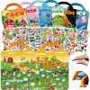 Kalysky 6Set Puffy Sticker Books for Kids 2-4, 3D Reusable Stickers Books for Toddlers 1-3,2-4,Farm+Animal+Dinosaurs+Ocean World+Space+Vehicle